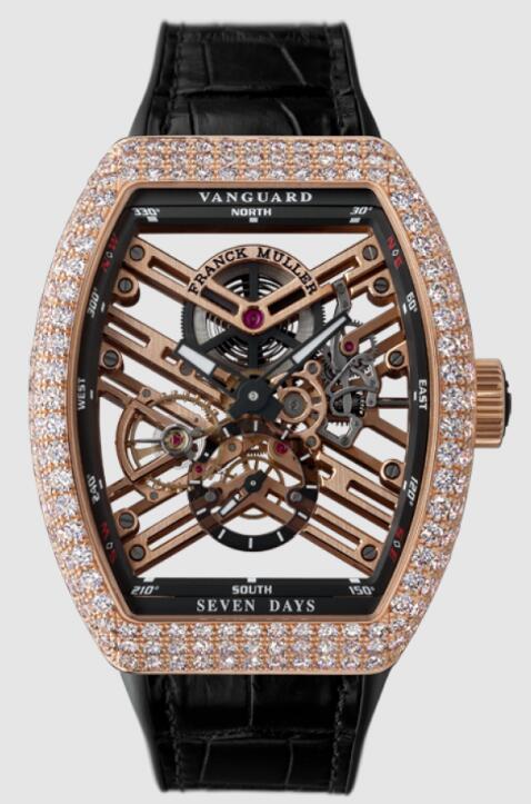 Buy Franck Muller VANGUARD 7 DAYS POWER RESERVE SKELETON DIAMOND Replica Watch for sale Cheap Price V45S6SQTD 5NNR